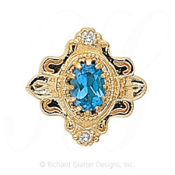 GS345 BT/D - 14 Karat Gold Slide with Blue Topaz center and Diamond accents 